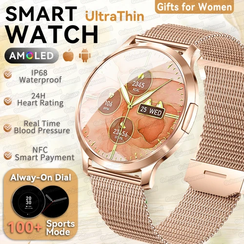 Imagen 1 del producto 2025 nuevo reloj inteligente para mujer regalo 1,32 pulgadas pantalla completamente táctil relojes deportivos para Fitness llamadas Bluetooth reloj inteligente Digital para mujer
