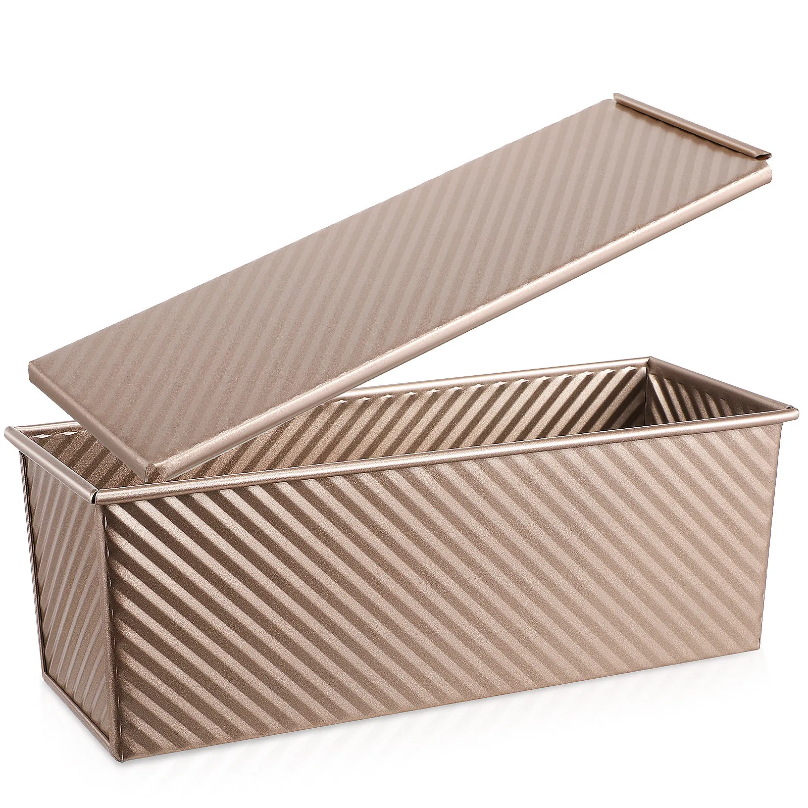 

Non Stick Metal Loaf Pan Bread Toast Mold Rectangular Baking Mold Lid Even Heat Distribution Large Bread Box Loaf Pan with Lid