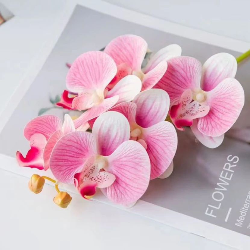 3D Artificial Flowers Plastic Butterfly Orchid Home Room Table Decor Wedding Outdoor Garden Bride Bouquets DIY Garland Gifts Box