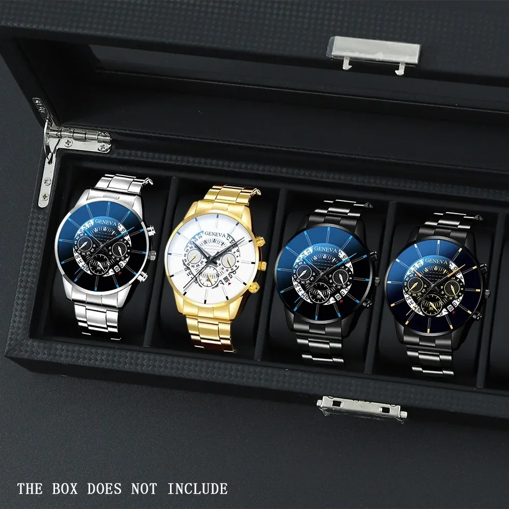 

4 Pcs/Set Fashion Men's Watch, Alloy Strap Quartz Men's Watch, Business Casual Men's Clock Set