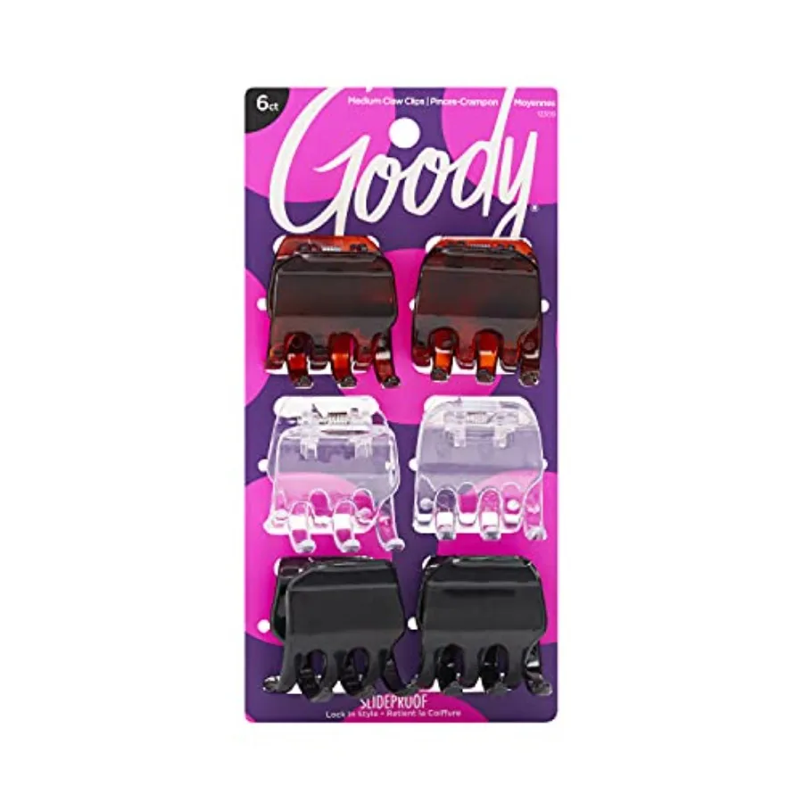 

Классические заколки для волос Goody, 6 шт., прозрачные, коричневые и черные, 1 2-дюймовый дизайн с когтями для безопасной и нежной удержки волос через длина
