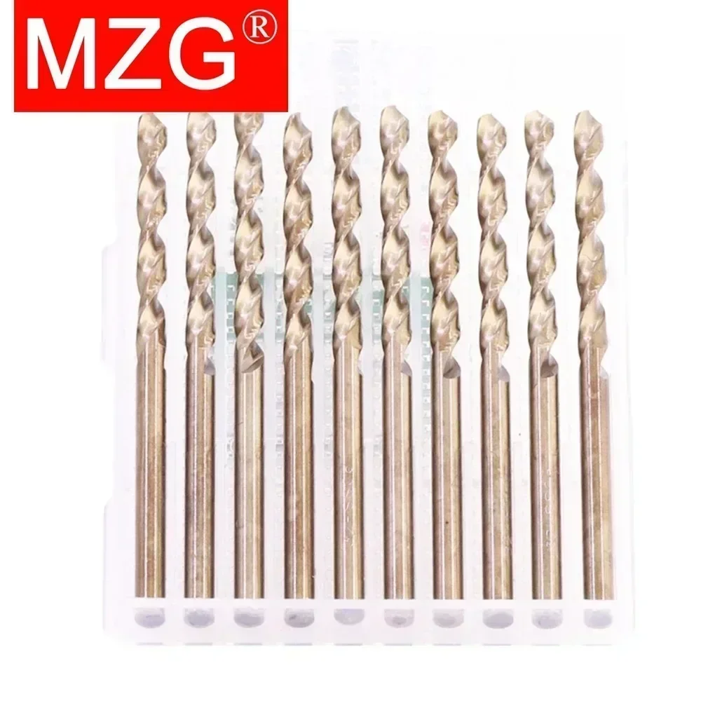 MZG 10Pcs M35  Drill Bits HSS Titanium Coated High Speed Steel Twist Tool For Wood Metal Steel Hole Straight Shank 1.0-13mm