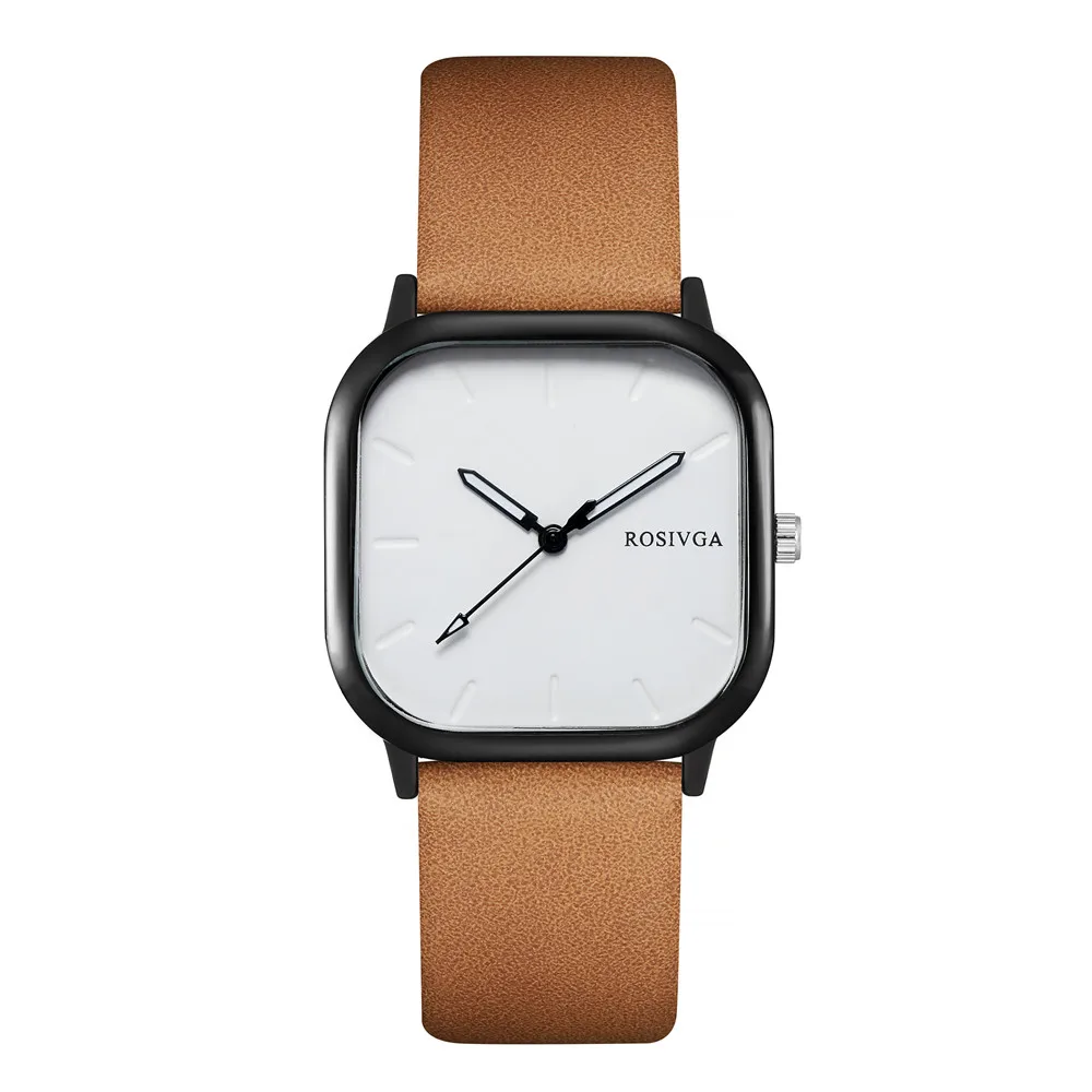 hot sale square dial PU leather quartz men business watch