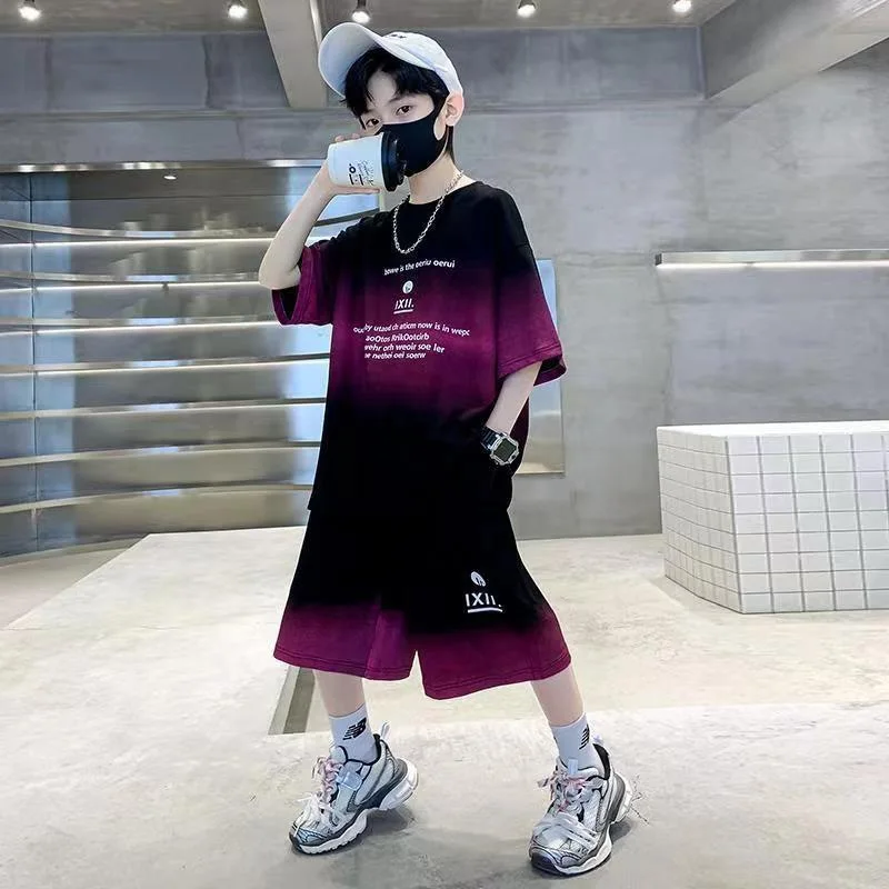 2026 summer Teenager Boys Clothes Casual Outfit Kids Tracksuit Child t shirt top + shorts pant 4 5 6 7 8 9 10 12 11 13 14 Year