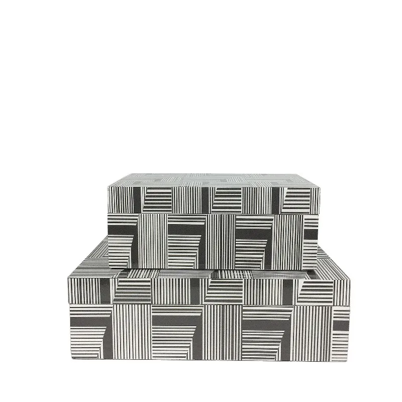 

Modern Simple Home Model Room Clubhouse Hotel Geometric Tray Black and White Stripe Storage Box Photo Frame