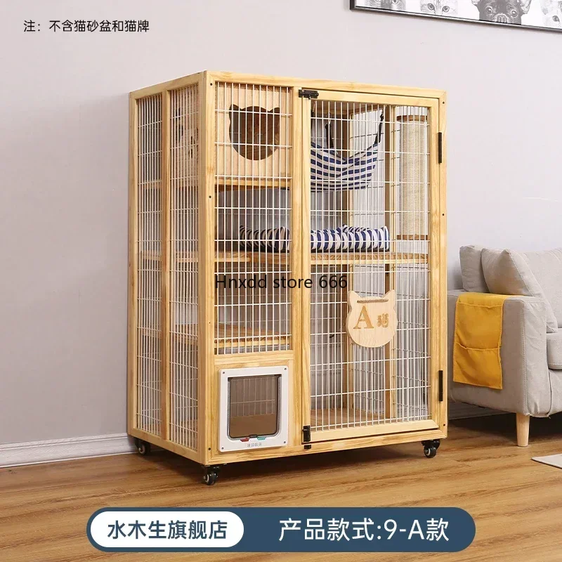 Cat House Cat Villa Solid Wood   Cage Home Indoor   House Panoramic Glass   Room Small Apartment Cat Cabinet Cattery