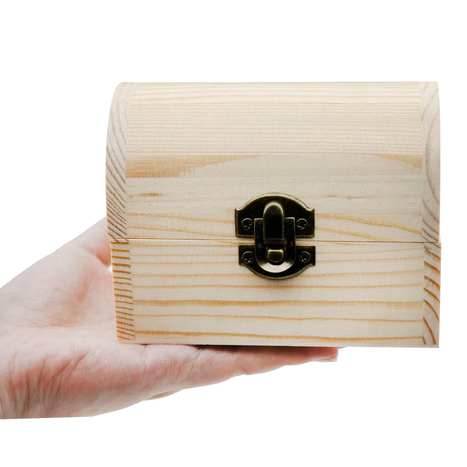 

6 pcs Arched Wooden Box Lock Diy Graffiti Unfinished Storage Case For Jewelry Cosmetics Home Adults Gift Large Capacity