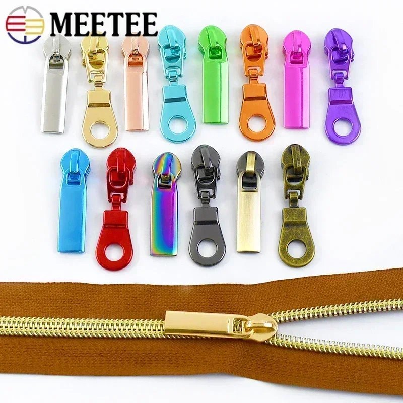 5-50Pcs Meetee 5# Zipper Slider for Nylon Zip Tapes Bag Cloth Zippers Puller Jacket Decoration Colored Zips Lock Head Repair Kit