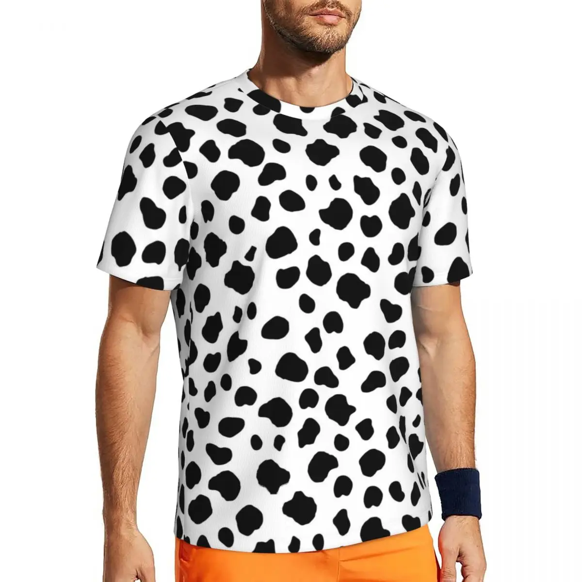 Dalmatian Running T Shirt Black Spots Print Fashion T-Shirts Men Vintage Tshirt Summer Short Sleeves Design Top Tees