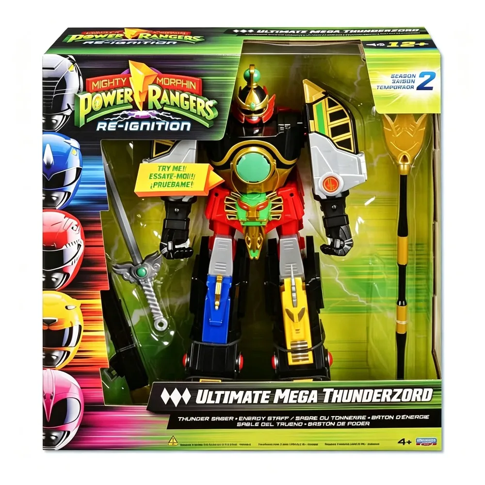 Power Rangers Sounds Light Thunder Megazord Robot Fixed Joints Model Playmates Collectible Toy Desk Display Anime Ornament Gift