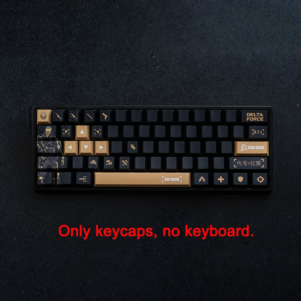 Keycap Delta Force Tema Kustom PBT Thermal Sublimation Profil Cherry untuk Keyboard Mekanik Laptop Gaming