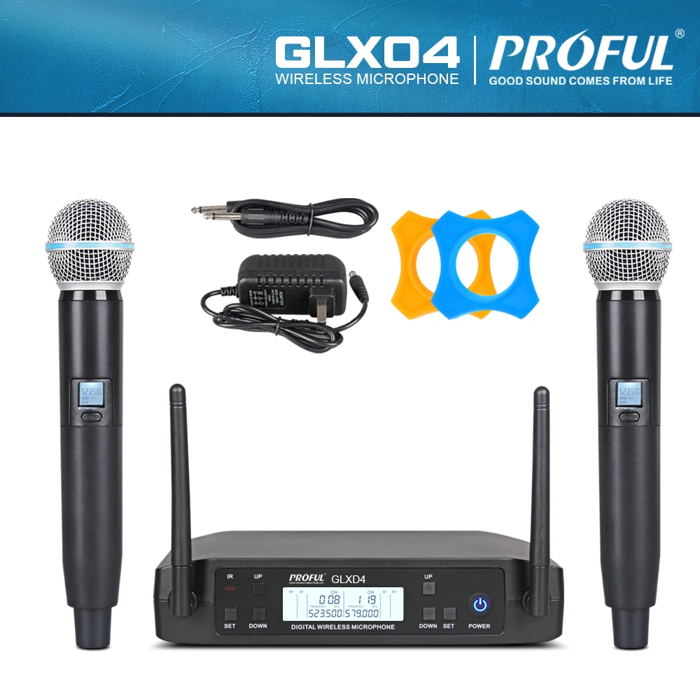 GLXD4  Wireless Handheld Microphone System Dual Microphone, Clear Sound Quality, Suitable For Conference Lectures, Karaoke