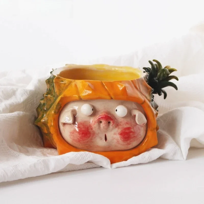 Catering utensils pineapple pig bowl cute yogurt bowl underglaze ceramic small fresh original handmade girl gift