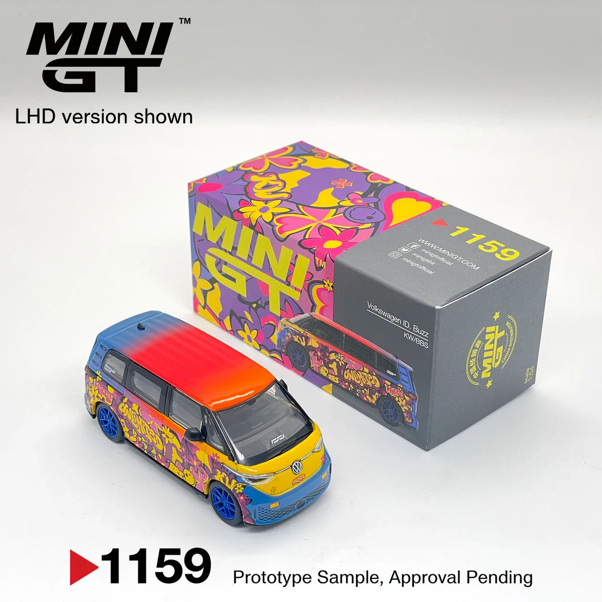 Minigt 1159 1:64 VW ID.Buzz Colorful Art Graffiti Van Mgt01159 Alloy Diecast Collectible Model Vehicles