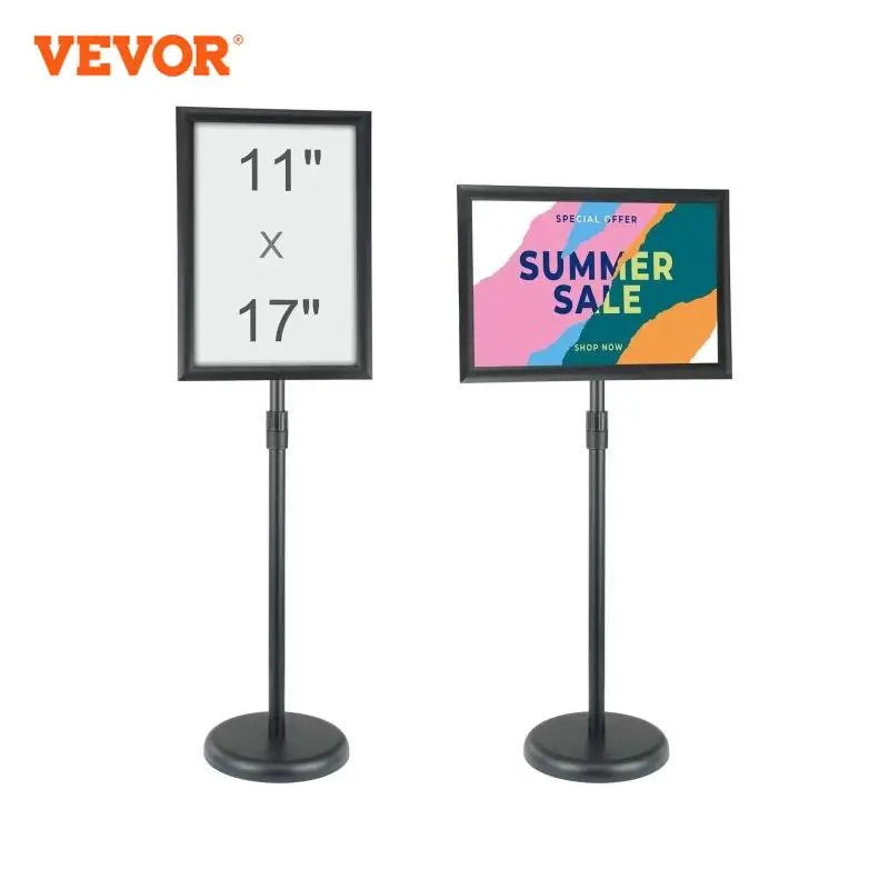 VEVOR Pedestal Sign Holder Vertical & Horizontal Adjustable Heavy-Duty Floor Poster Stand for Display Advertisement and Outdoor 