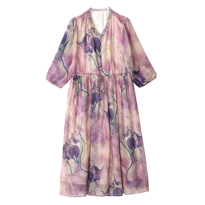 Robe d'été mi-longue à fleurs pour femmes, robe légère décontractée, mode bohème, coréen, élégant, luxe, festival, éducatif, printemps, été, 2024