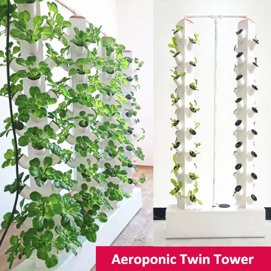 Hydroponic Tower, Double Towers 56 Pods Hydroponic Growing System for Indoor & Outdoor Home Garden and Greenhouse