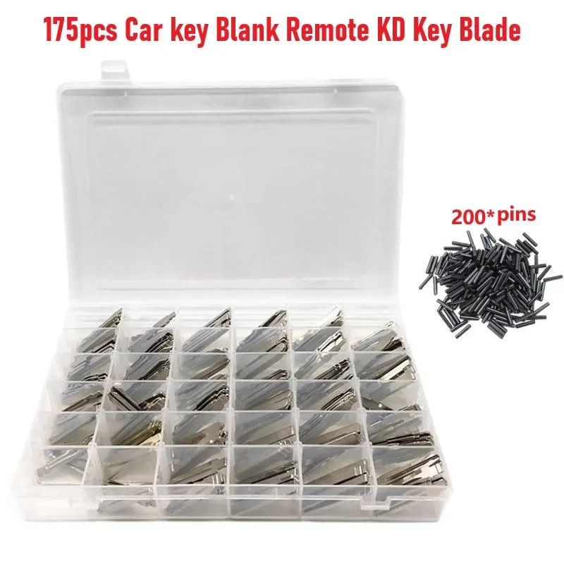 

175pcs/set Car key Blank Flip Folding Remote KD Key Blade Key Embryo (35 Type Set) With 200pcs Pins for Chevrolet/Opel/BMW