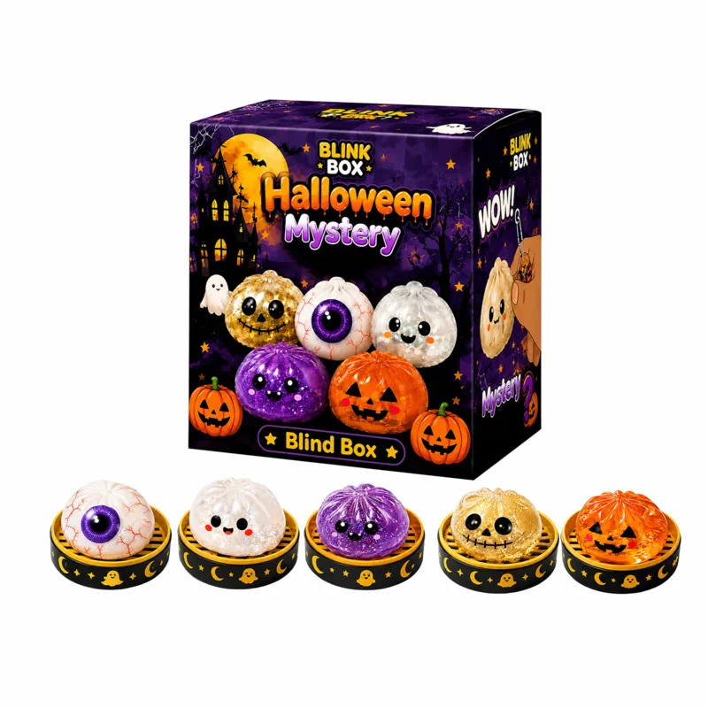 Halloween Squishy Fidget Toys Slow Rising Squeeze Stress Relief Pumpkin Ghost Eyeball Sensory Toy Kids Adults Party Gift