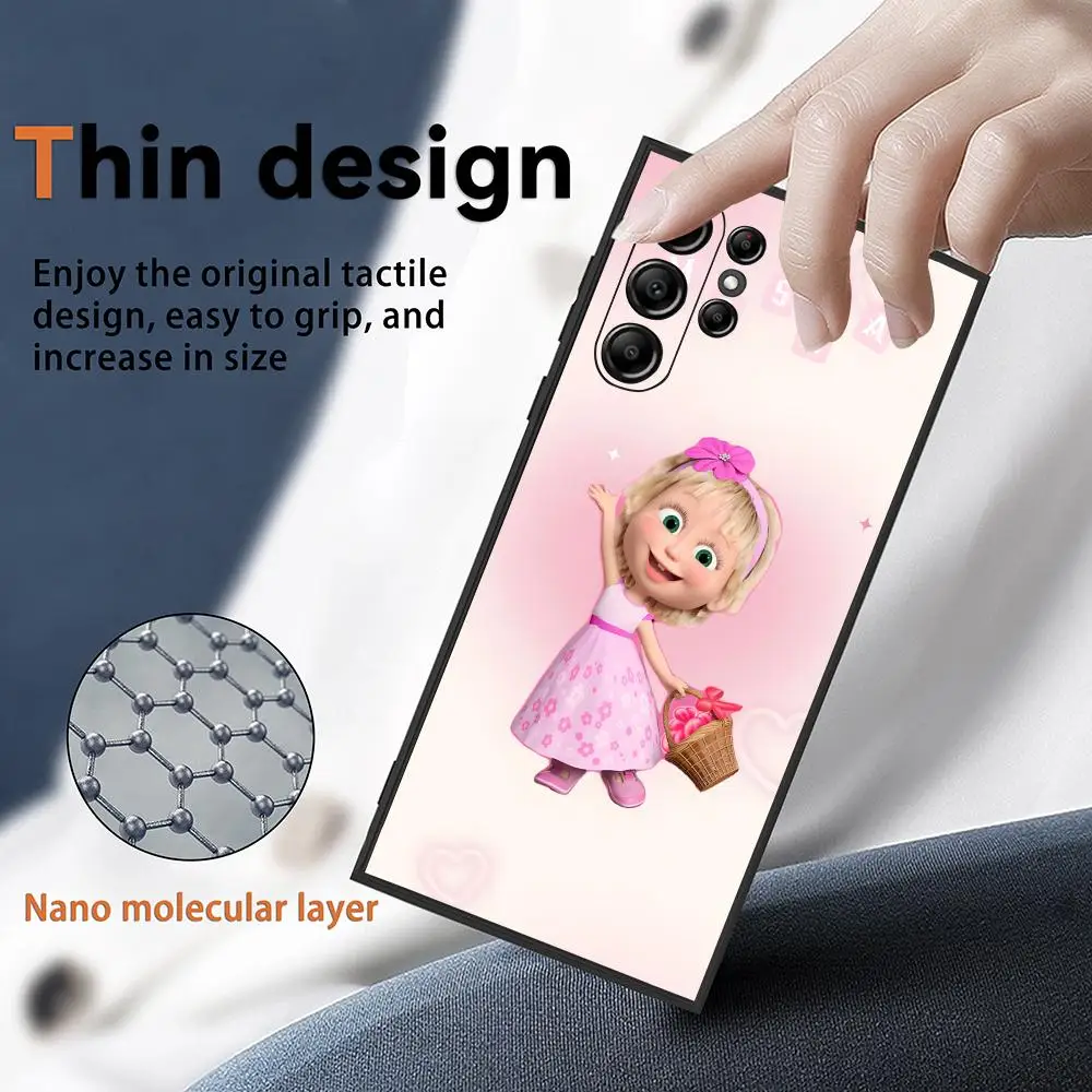 Cartoon M-Masha And The Bear Phone Case For Samsung Galaxy S25 S24 S22 S23 Ultra S21 S20 Plus Non-Slip Full Cover Soft Case