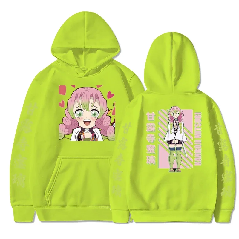 Hoodies Anime Demon Slayer Kanroji Mitsuri Long Sleeve Y2k Clothing Printing Sweatshirt Women Loose Fleece Oversize Anime Hoodie