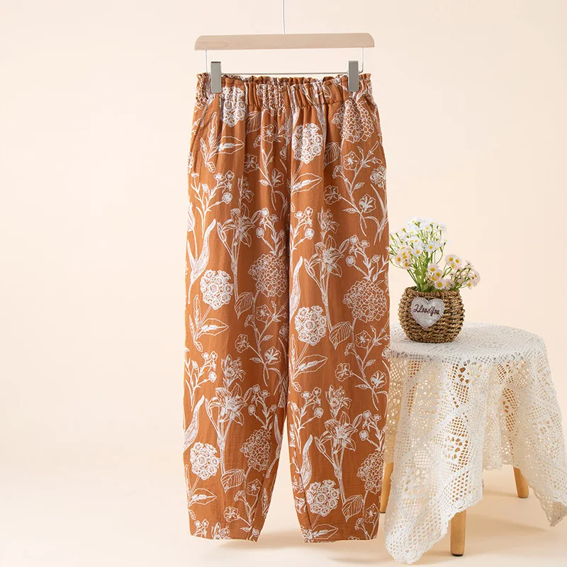 Pantalón Pijama Mujer جديد الطباعة 100% القطن ربيع الخريف ملابس خاصة بانت للنساء الراحة غير رسمية المنزل منامة بنطلون