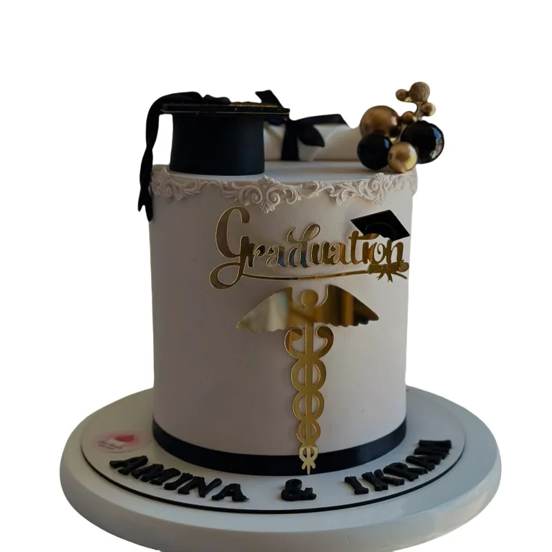 Angel Wings Graduation Cake Topper Gold Acrylic Certificate Student Party Gift Graduation Ceremony Cake Topper Dessert Decoratio - view 2