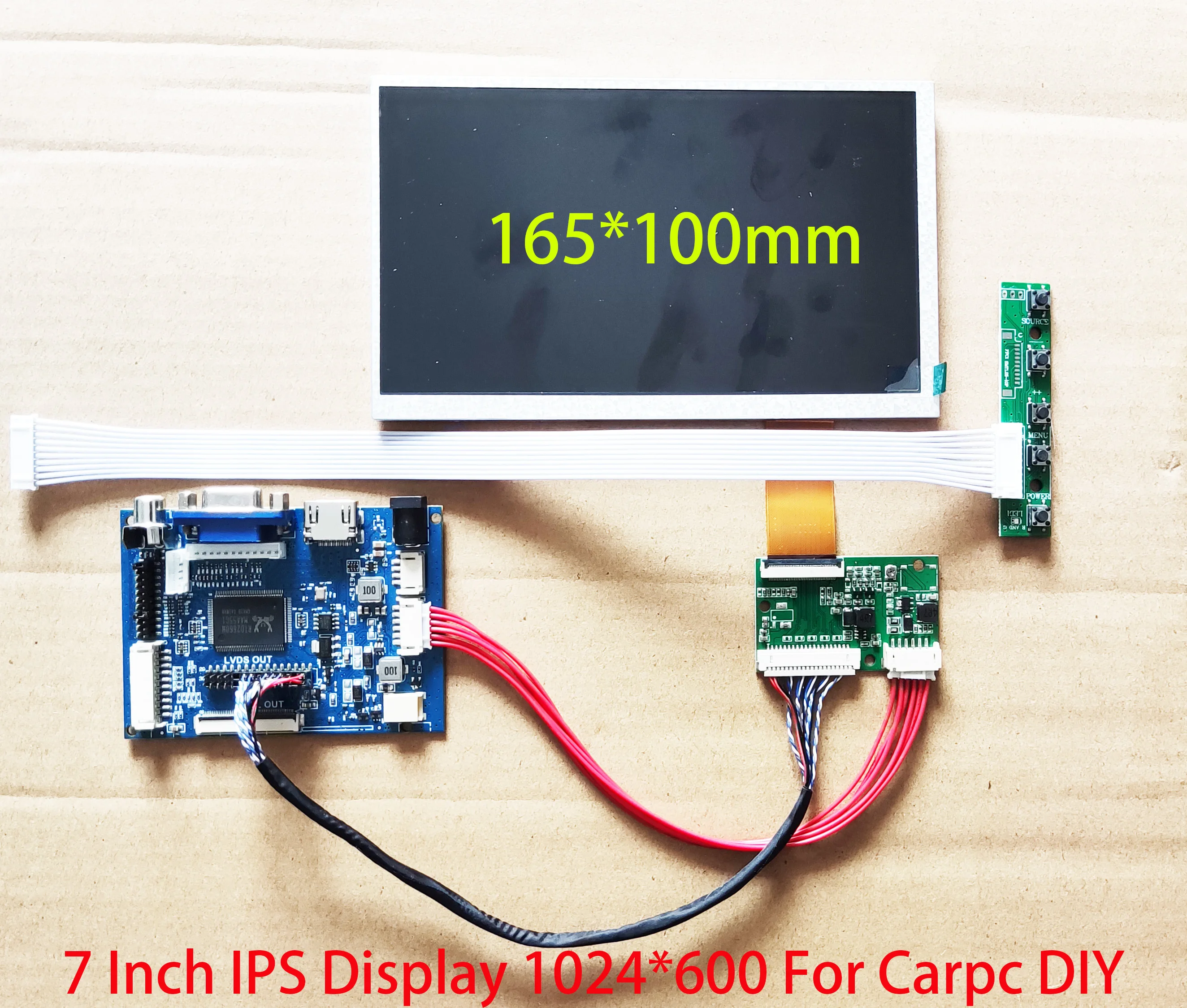 7 Inch IPS Display Kit HDMI(Compatible）VGA AV 1024*600 For Carpc DIY 165*100mm