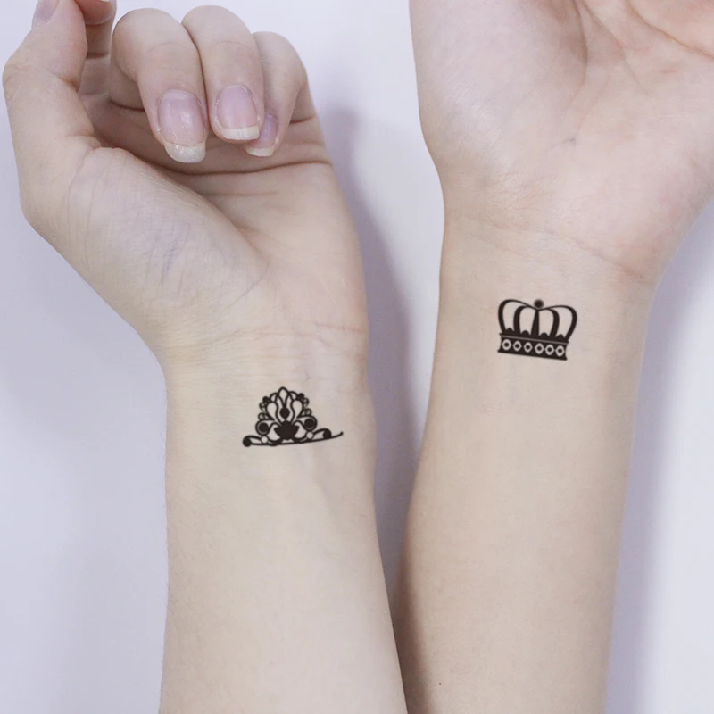 Татуировки-наклейки-искусственная-мультяшная-корона-черный-король-выход-вперед-кепка-принцессы-временная-водонепроницаемая-праздничная-искусство-для-мужчин-и-женщин