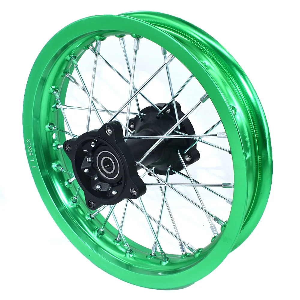 Dirt bike Pit bike Wheel Rims Green 12mm or 15mm Axle 1.85x12\