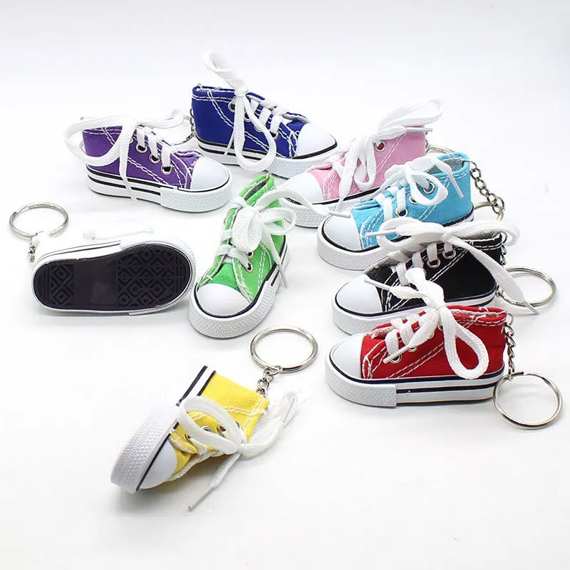 Mini Simulation Canvas Shoe Keychain Multi-Colored Rubber Shoe Keyring for Women Men Motorcycle Car Bag Pendant Creative Gift