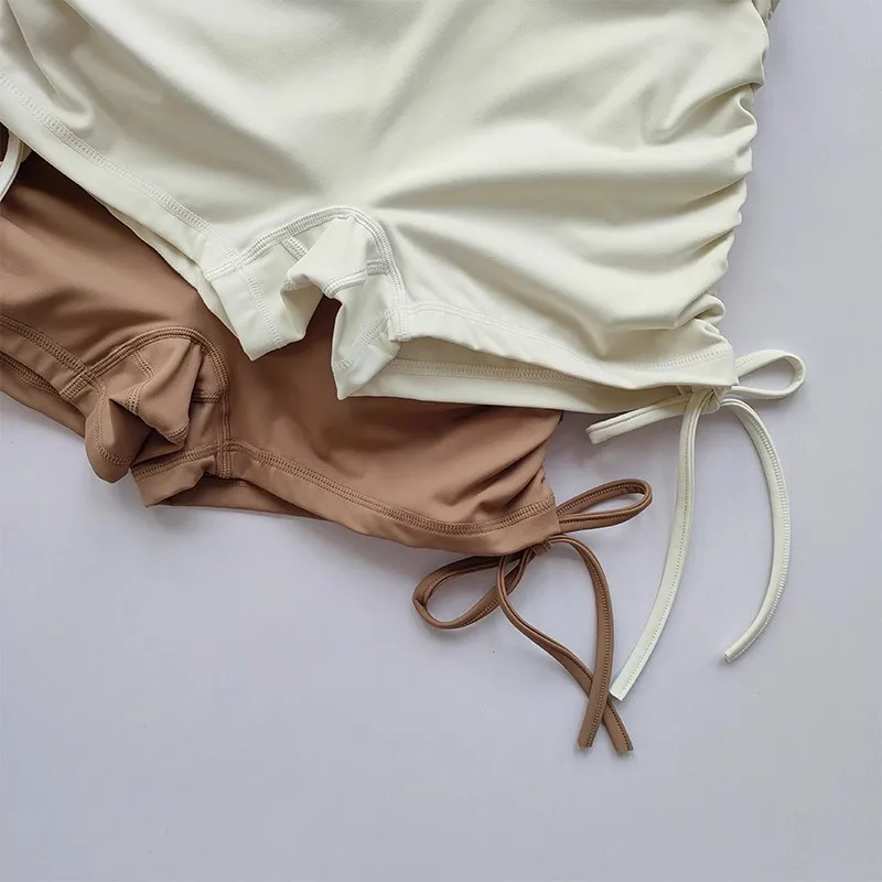 Sommer-Yoga-Shorts für Damen, Fitness-Shorts, atmungsaktive Sportshorts mit Kordelzug, hohe Taille, Lauf- und Radfahrshorts, Workout-Gym-Shorts – Detail 14