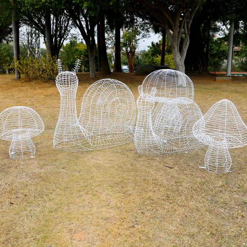 Iron hollow mushroom snail shape creative landscape sculpture real estate community park green space decoration beauty Chen