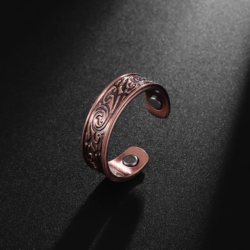 Retro Fashion Xiangyun Opening Adjustable Ring Magnetic Cure Insomnia Copper Jewelry for Men and Women