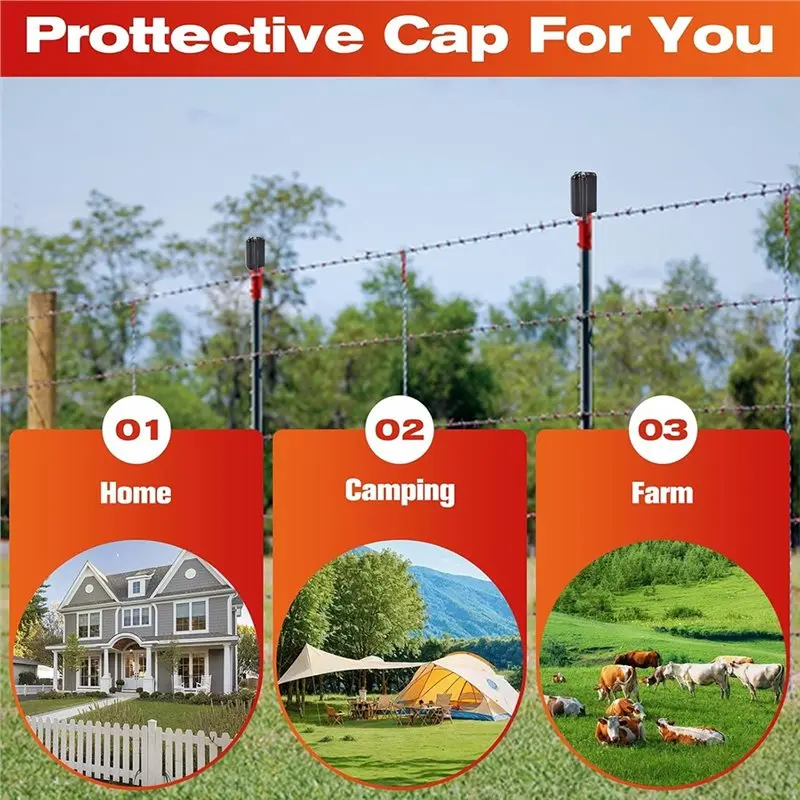 【THANKSGIVING DAY】For Farms, Yards& Fences 50 Pcs Safe T-Post Caps, Vinyl T-Post Topper Safety T-Post Caps