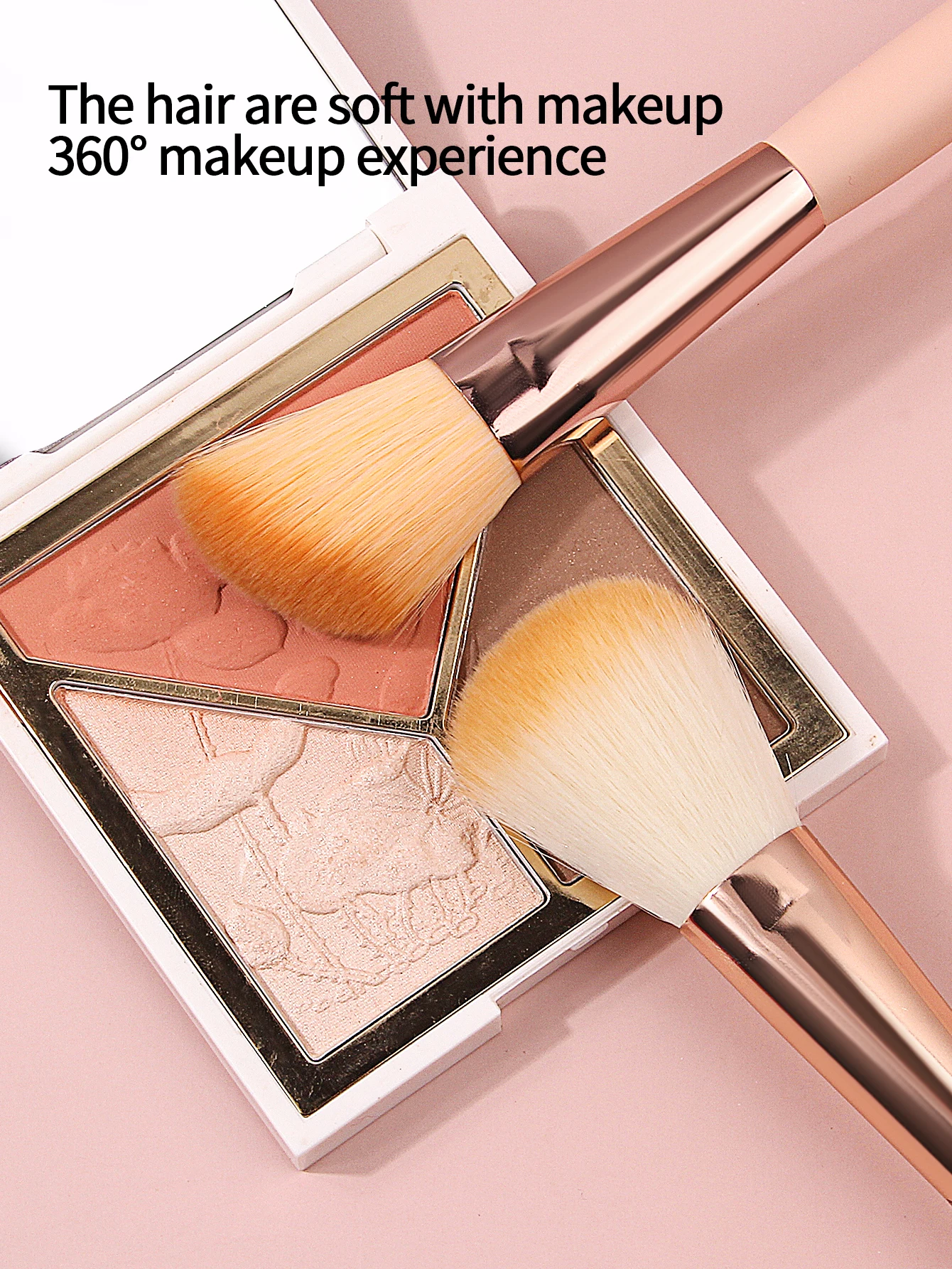 Pennello per fard in polvere smussato a testa tonda a setole morbide con manico in legno da 2 pezzi, uno strumento multiuso per pennelli per trucco viso per principianti