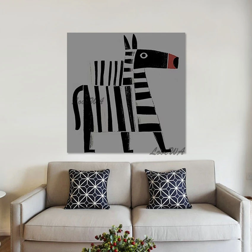 

Zebra Canvas Art Modern Abstract Simple Oil Painting Designs Wall Picture For Bedroom Handmade Artwork Home Decor Made In China