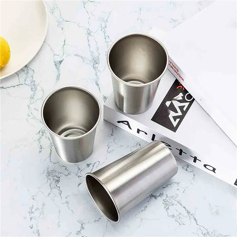 ABWR-أكواب من الفولاذ المقاوم للصدأ ممتازة سعة 16 أونصة (16 عبوة) - كوب متين قابل للتكديس