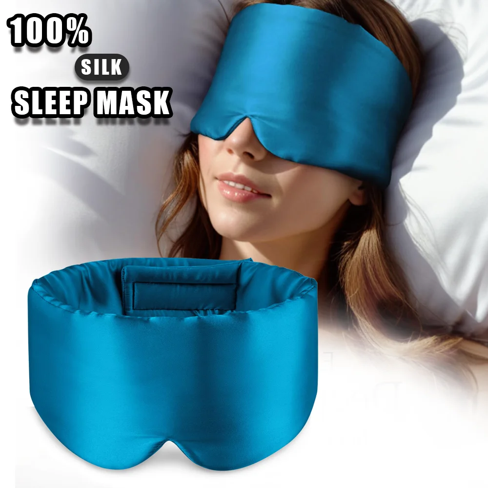 Silk Sleep Mask,Mulberry Silk Eye Sleeping Mask&Blindfold with Adjustable Velcro Strap,Blackout Eye Cover for Sleep Travel Nap