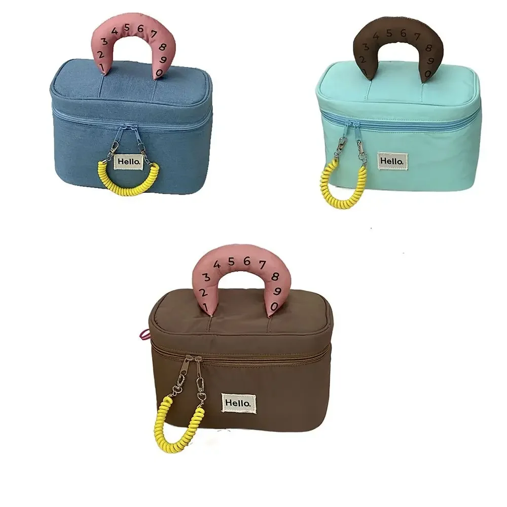 سعة كبيرة Kawaii المقصورة حقيبة مستحضرات التجميل لطيف على شكل منزل حقيبة مستحضرات تجميل مربعة المحمولة انغلق تخزين أدوات الزينة المحمولة السفر