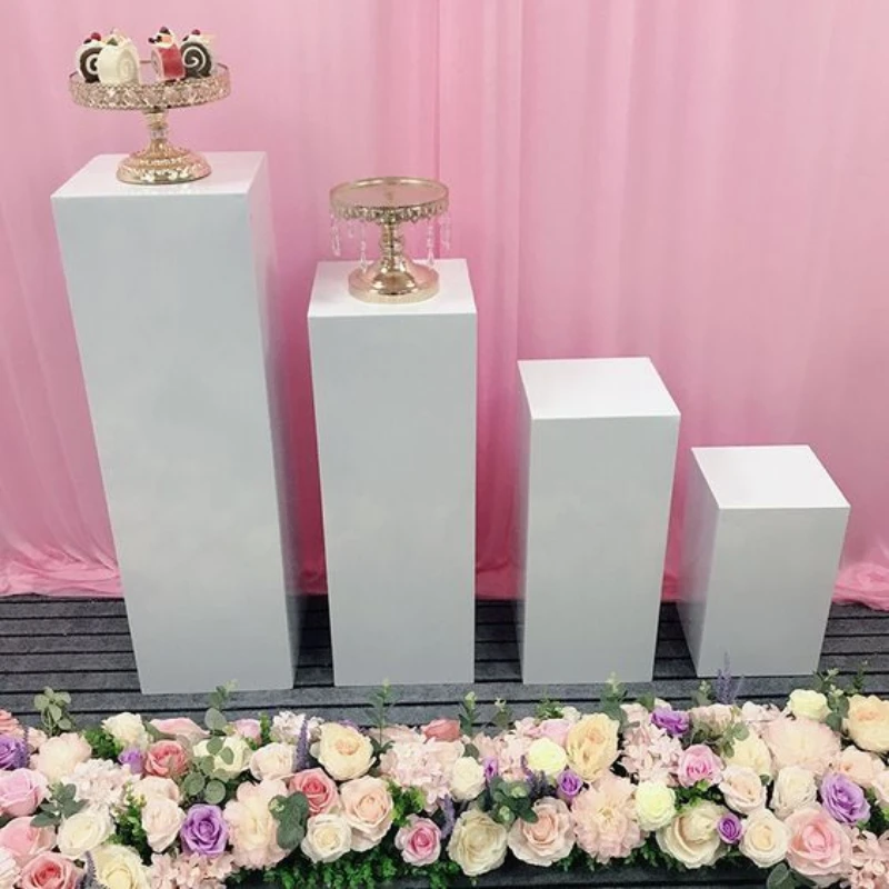 Acrylic white Square Pillar Wedding Birthday party Decorative Columns White Square Acrylic Stand