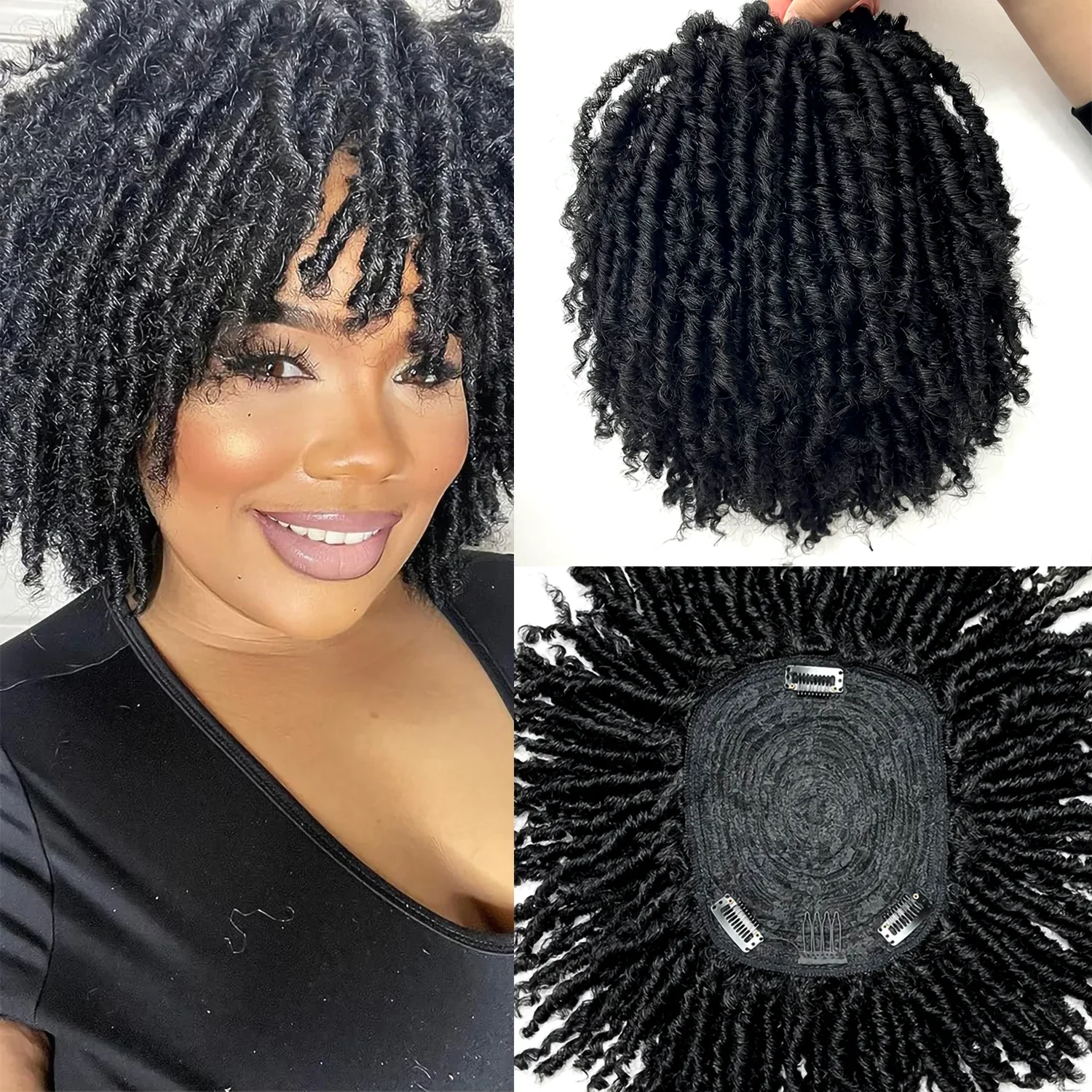 Short Dreadlock Braided Half Wig Black/Brown/Blonde/Gray Synthetic Soft Faux Locs Wigs Braiding Wigs for Black Women/Men