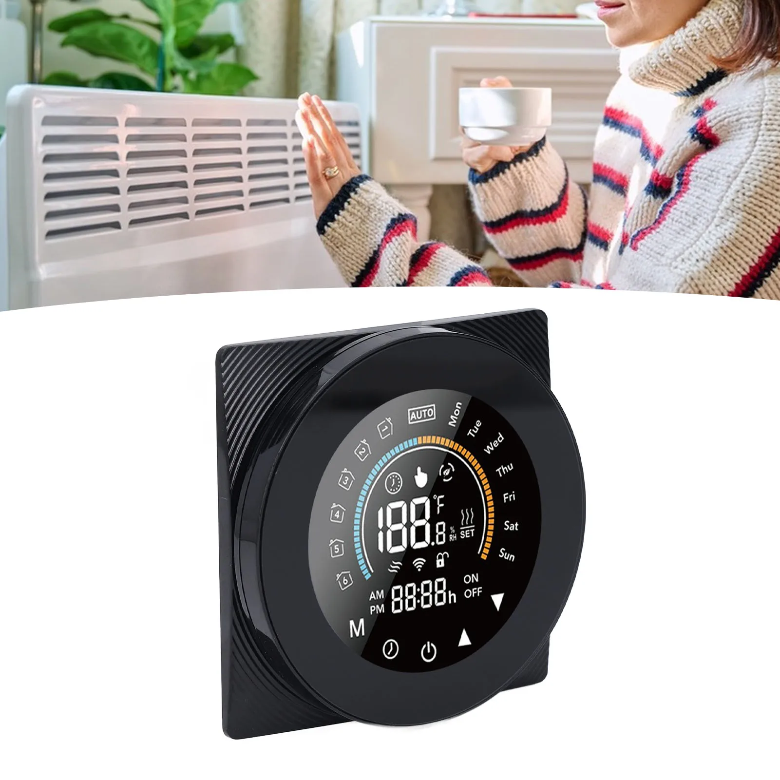 WiFi Thermostat Capacitive Touch Screen 7 Day 24 Hour Programmable Remote Voice Control Thermostat for Home