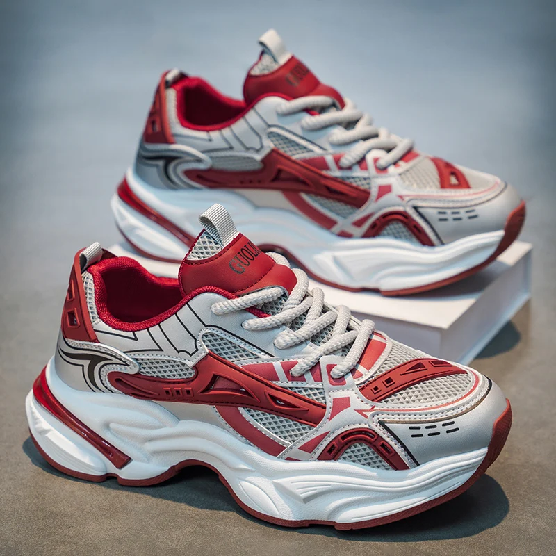 Chunky sneakers four season mew Men's soft sole comfort outdoor running shoes breathable light non slip casual speed sports shoe