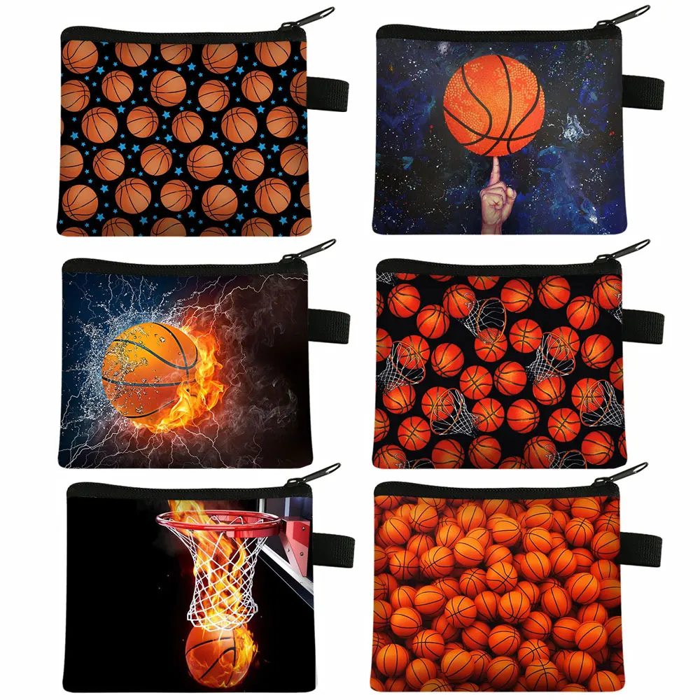 Cartoon Basketball Print Coin Purse Kids Wallet Money Key Holder Bags Boys Purse Mini Change Coin Pouch Bags Gift Mini Bag Sac