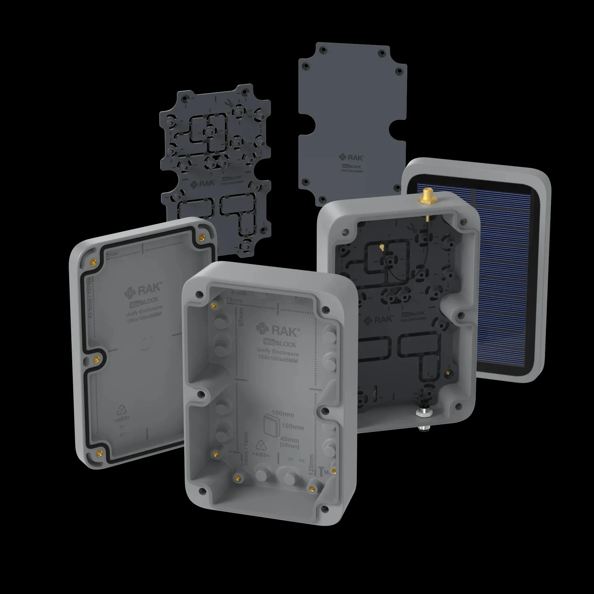 Unify Enclosure IP67 150x100x45mm with pre-mounted M8 5 Pin and RP-SMA antenna IP Rated connectors