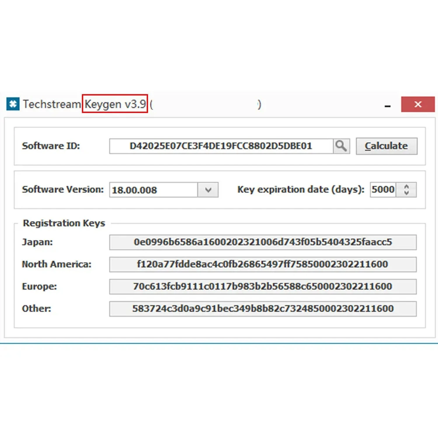 PASSCODE V4.6 V4.5 for Techstream V18.00.008 Software Registration Keygen v3.9 Calculator Smart Code Reset for Toyota/Scion/Lexu