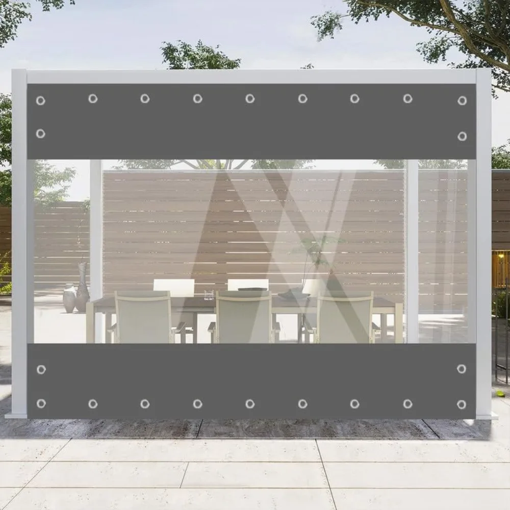 

Clear Vinyl Curtains for Patio Enclosure, Heavy Duty Waterproof Anti-UV and Tear-Resistant Tarpaulin with Grommets, Weatherproof