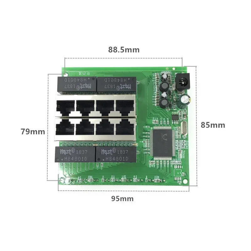 hub 8way power pin Pcb board OEM schroef gat OEM PBC 8 Port Gigabit Ethernet Switch 8 Port met 8 pin way header 10/100/1000 m