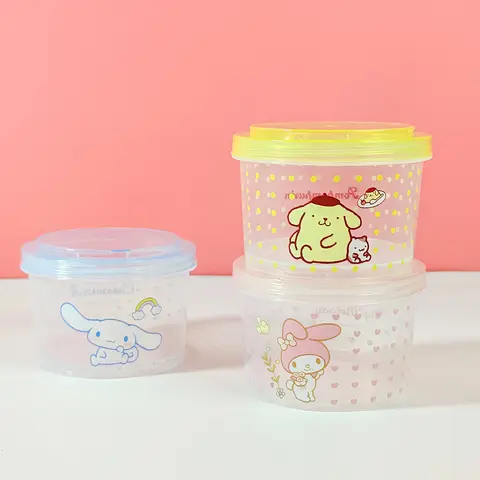 Simpatico Kuromi My Melody Pompompurin Lunch Box Set Contenitori per alimenti impilabili a 3 strati Bento Box rotondo a tenuta stagna